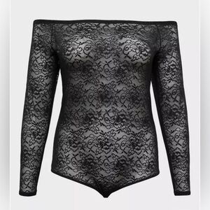 Torrid Women’s Black Sexy Lace Off-Shoulder Bodysuit
